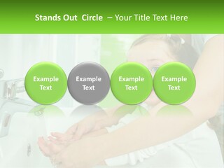 Mom Teaches Baby To Wash Her Hands PowerPoint Template