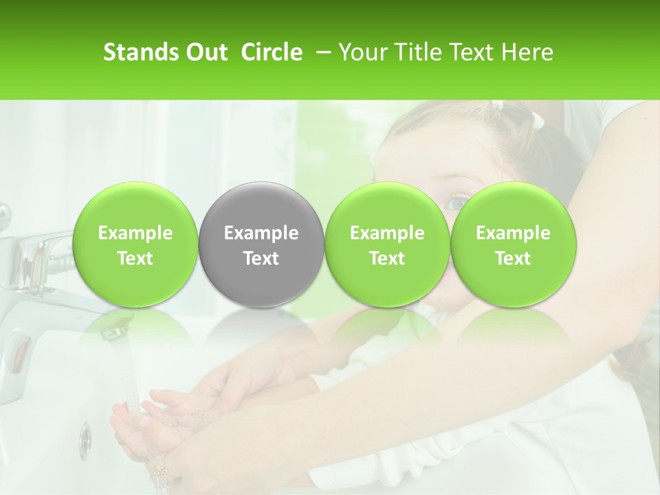 Mom Teaches Baby To Wash Her Hands PowerPoint Template