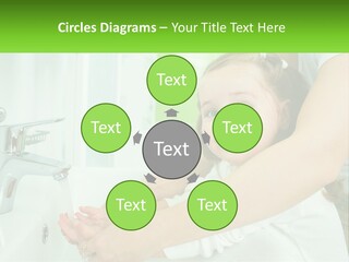Mom Teaches Baby To Wash Her Hands PowerPoint Template
