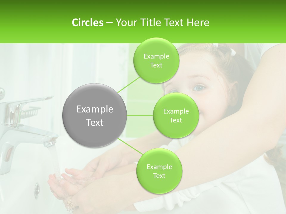 Mom Teaches Baby To Wash Her Hands PowerPoint Template