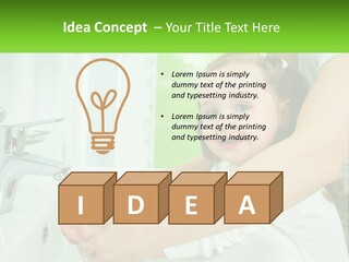 Mom Teaches Baby To Wash Her Hands PowerPoint Template
