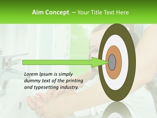 Mom Teaches Baby To Wash Her Hands PowerPoint Template