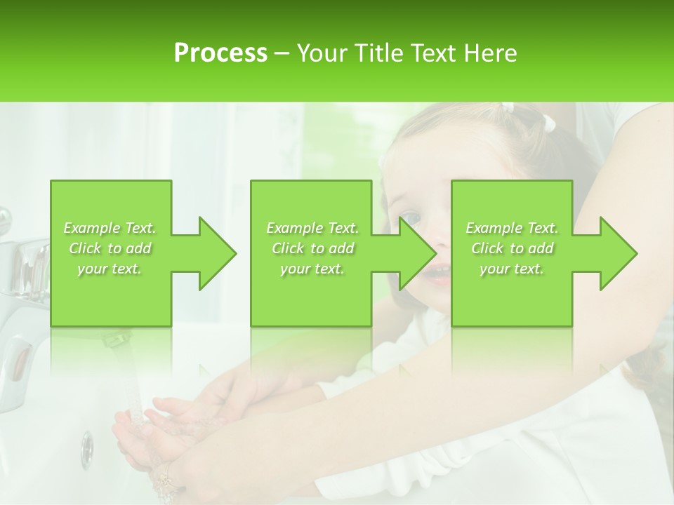 Mom Teaches Baby To Wash Her Hands PowerPoint Template