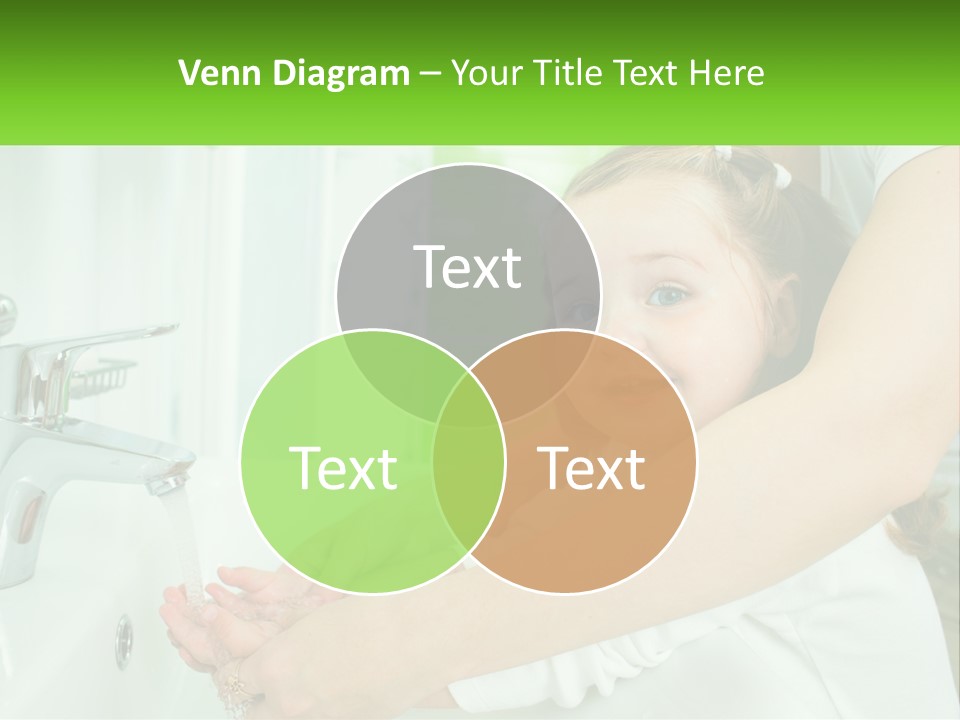 Mom Teaches Baby To Wash Her Hands PowerPoint Template