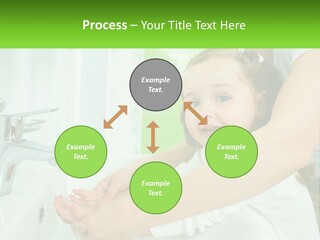 Mom Teaches Baby To Wash Her Hands PowerPoint Template