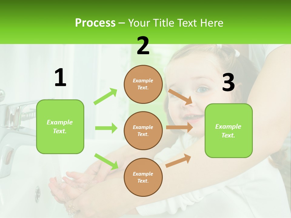 Mom Teaches Baby To Wash Her Hands PowerPoint Template