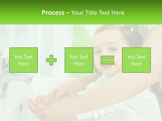 Mom Teaches Baby To Wash Her Hands PowerPoint Template