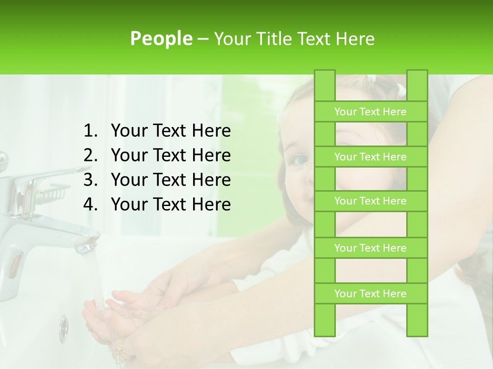 Mom Teaches Baby To Wash Her Hands PowerPoint Template