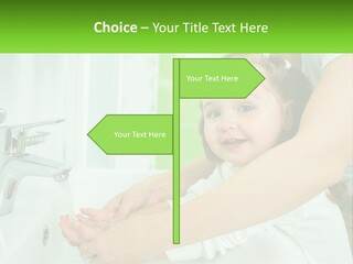 Mom Teaches Baby To Wash Her Hands PowerPoint Template