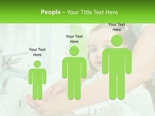 Mom Teaches Baby To Wash Her Hands PowerPoint Template