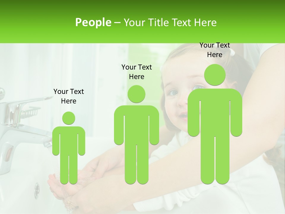 Mom Teaches Baby To Wash Her Hands PowerPoint Template