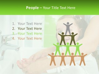 Mom Teaches Baby To Wash Her Hands PowerPoint Template