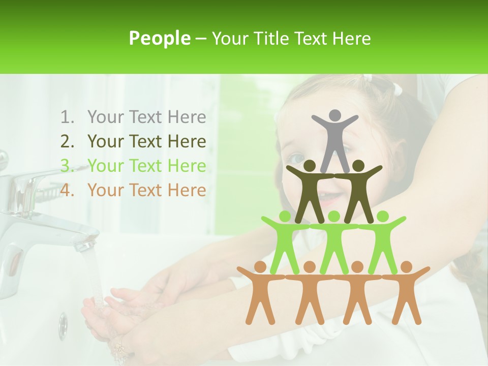 Mom Teaches Baby To Wash Her Hands PowerPoint Template