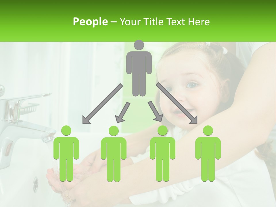 Mom Teaches Baby To Wash Her Hands PowerPoint Template