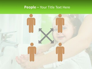 Mom Teaches Baby To Wash Her Hands PowerPoint Template