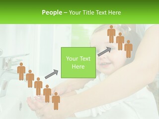 Mom Teaches Baby To Wash Her Hands PowerPoint Template
