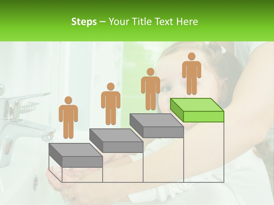 Mom Teaches Baby To Wash Her Hands PowerPoint Template