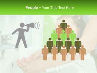 Mom Teaches Baby To Wash Her Hands PowerPoint Template