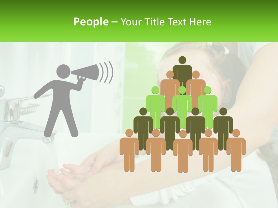 Mom Teaches Baby To Wash Her Hands PowerPoint Template