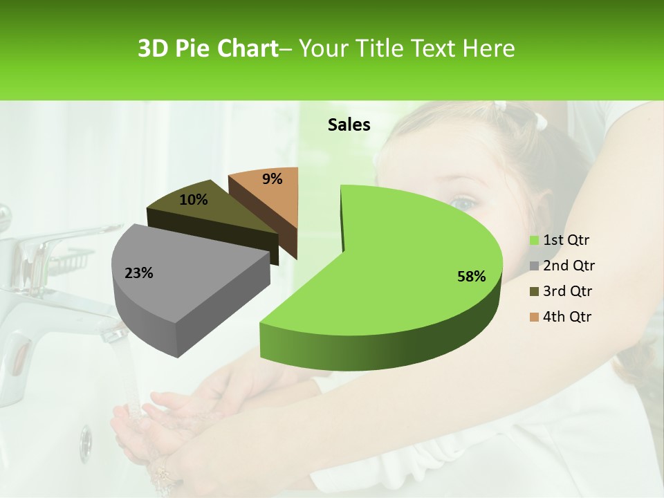 Mom Teaches Baby To Wash Her Hands PowerPoint Template