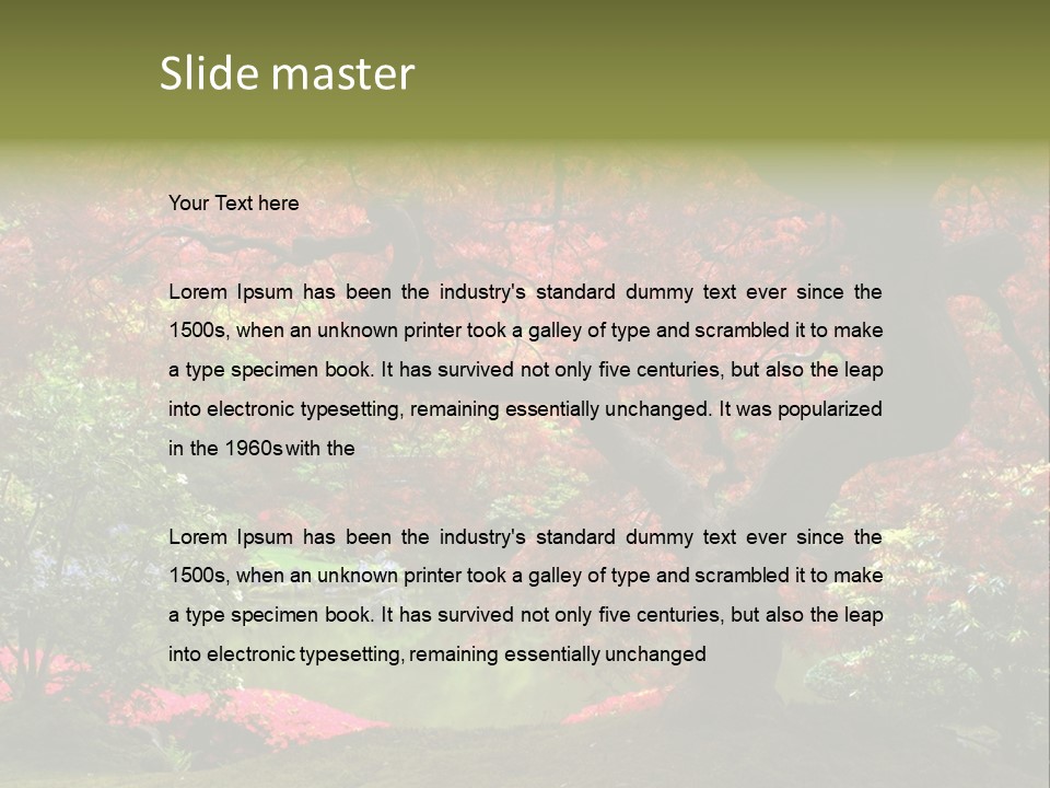 Tree With Red Leaves PowerPoint Template