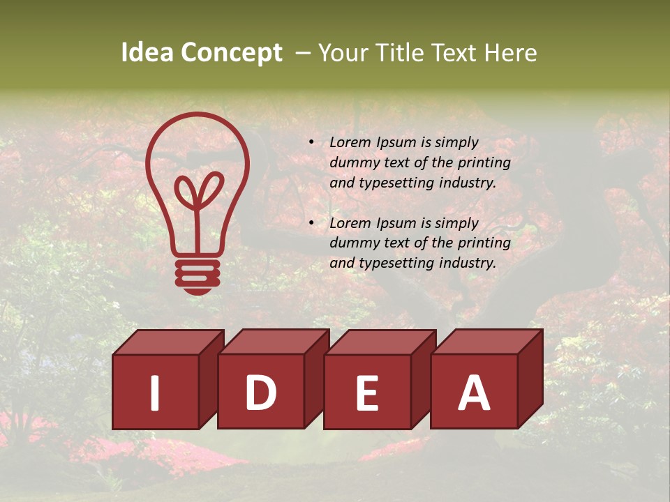 Tree With Red Leaves PowerPoint Template