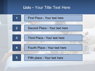 The Guy And The Girl Have Breakfast In Bed PowerPoint Template