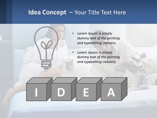 The Guy And The Girl Have Breakfast In Bed PowerPoint Template