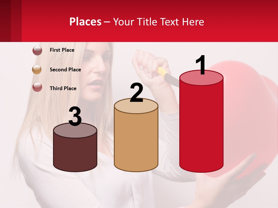 Girl And Inflatable Heart PowerPoint Template