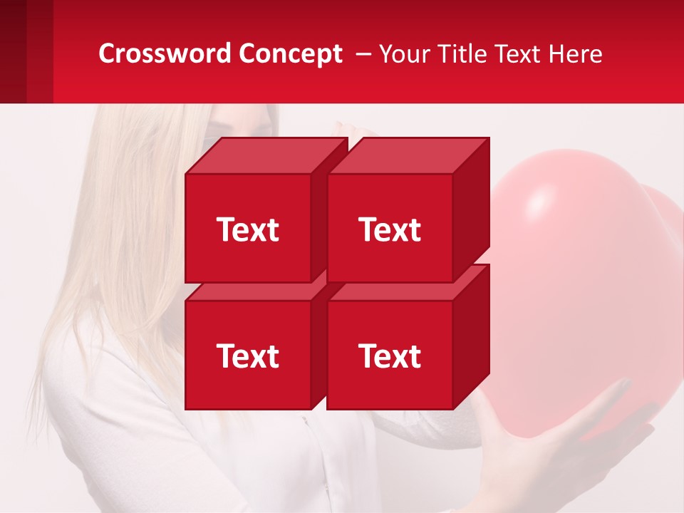 Girl And Inflatable Heart PowerPoint Template