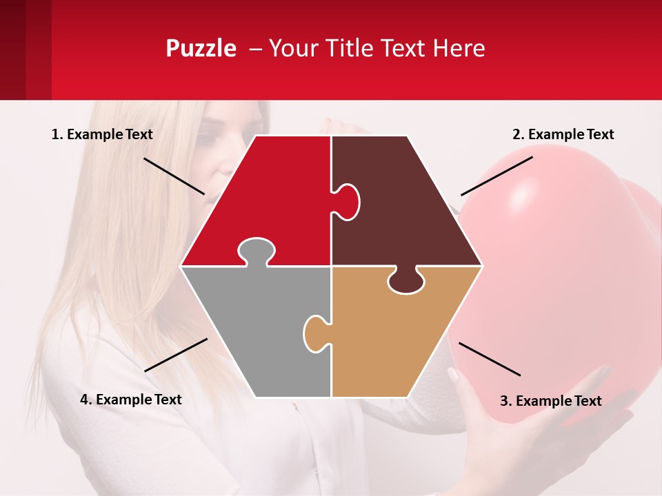 Girl And Inflatable Heart PowerPoint Template