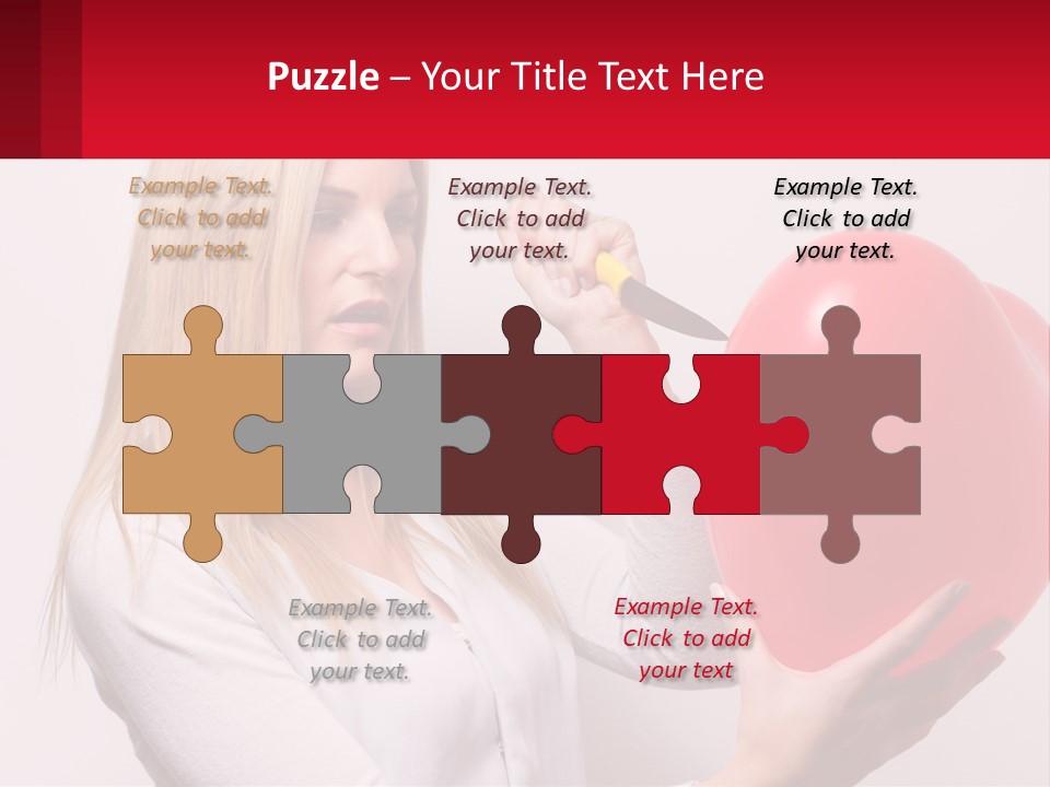 Girl And Inflatable Heart PowerPoint Template