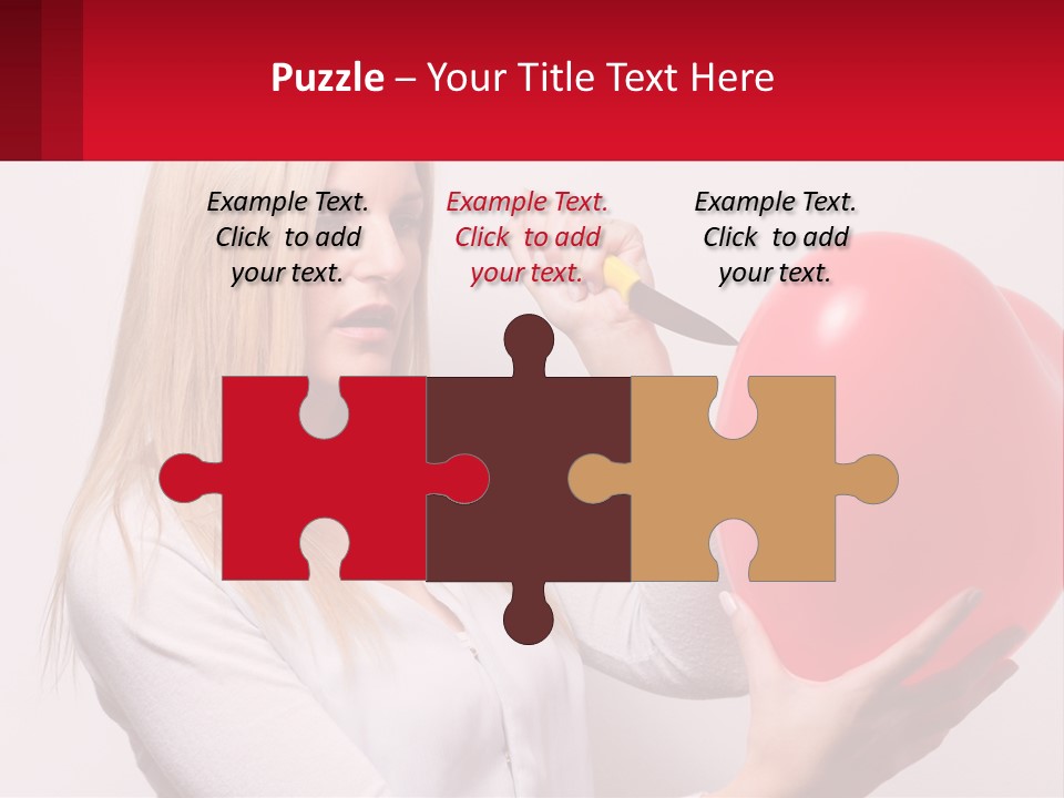 Girl And Inflatable Heart PowerPoint Template