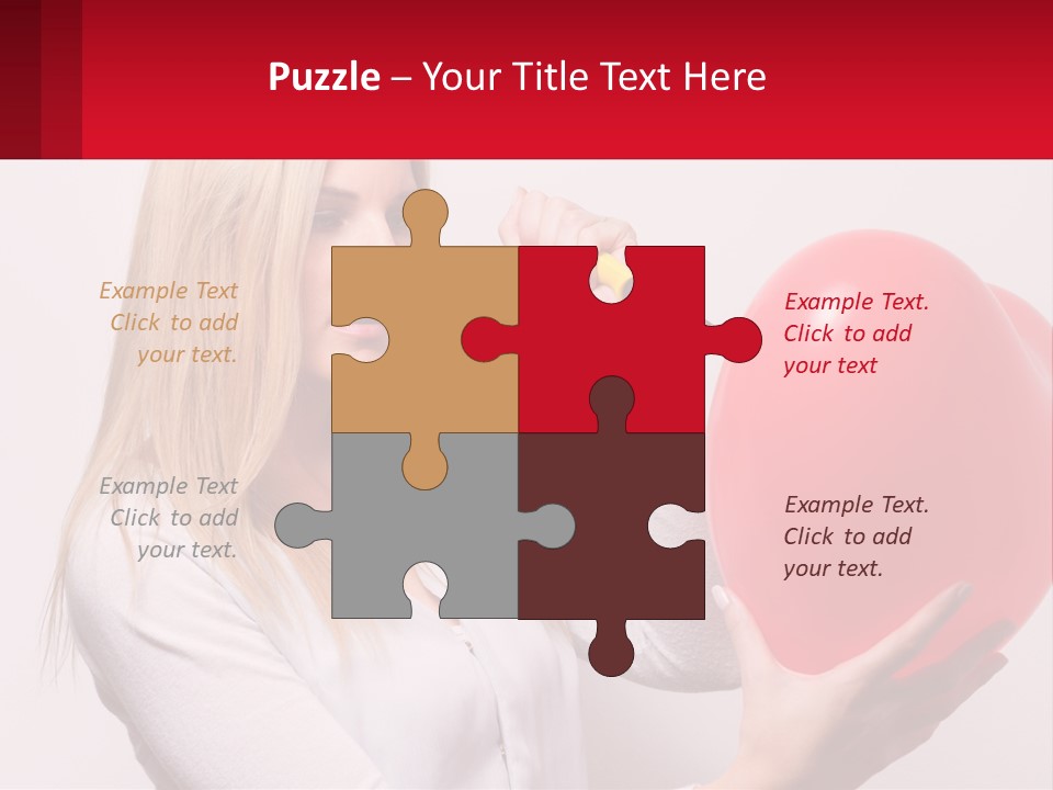 Girl And Inflatable Heart PowerPoint Template