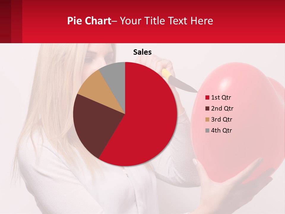 Girl And Inflatable Heart PowerPoint Template