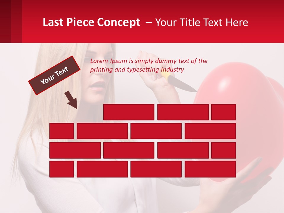 Girl And Inflatable Heart PowerPoint Template