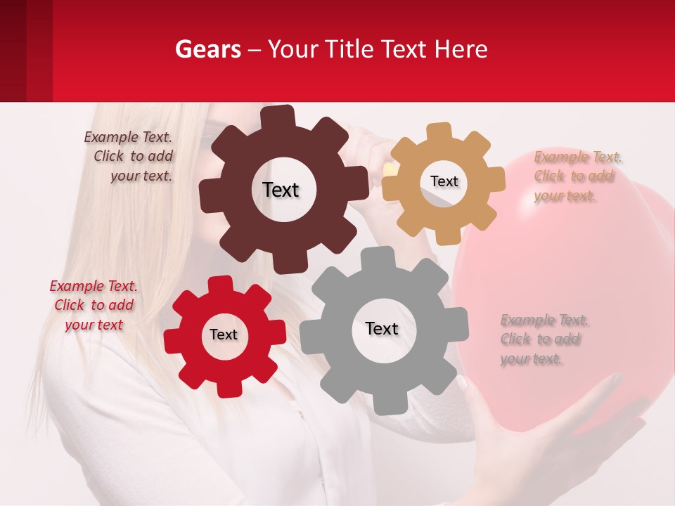 Girl And Inflatable Heart PowerPoint Template