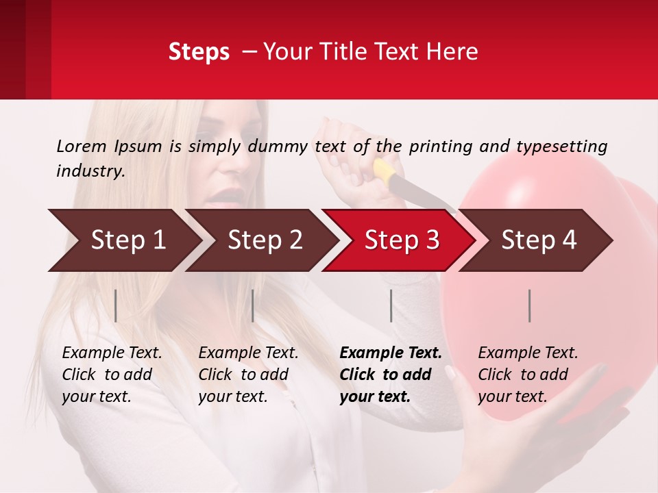 Girl And Inflatable Heart PowerPoint Template