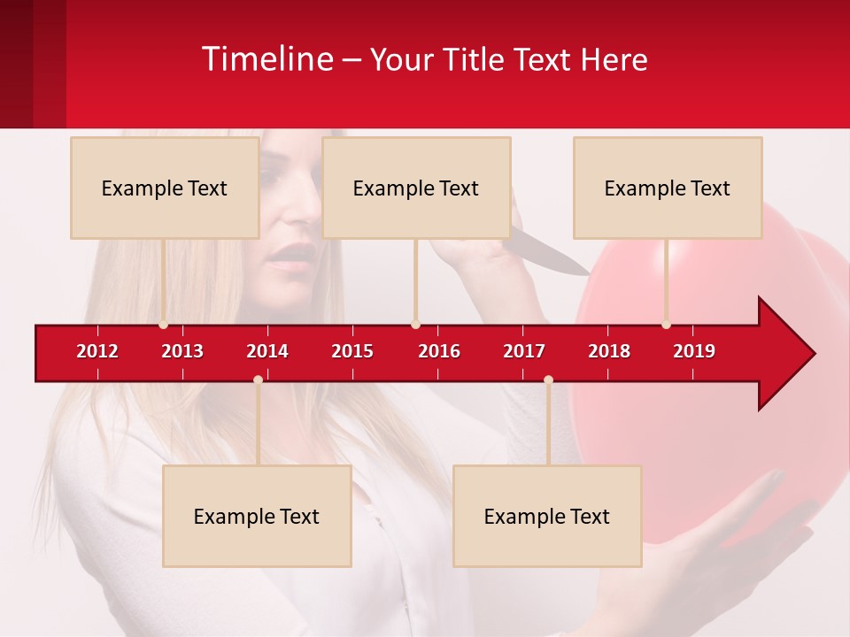 Girl And Inflatable Heart PowerPoint Template