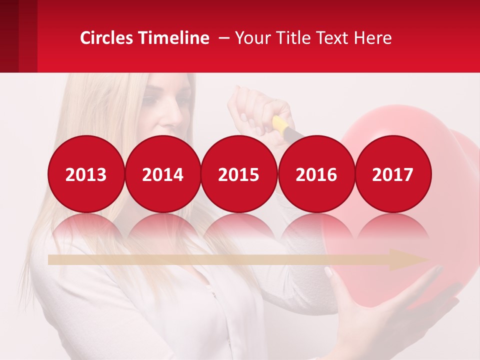 Girl And Inflatable Heart PowerPoint Template