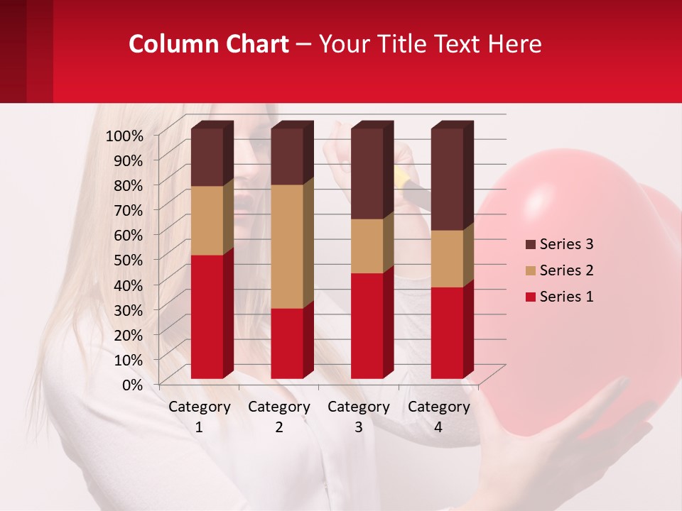 Girl And Inflatable Heart PowerPoint Template