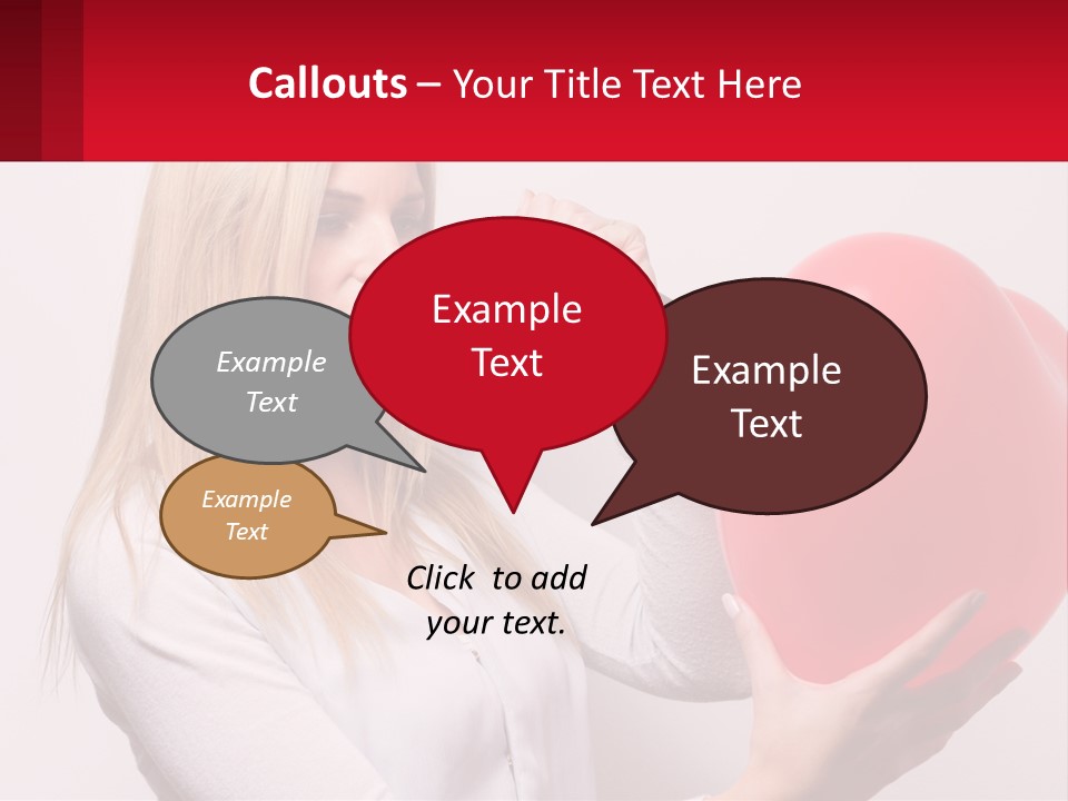 Girl And Inflatable Heart PowerPoint Template