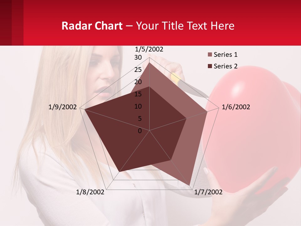 Girl And Inflatable Heart PowerPoint Template