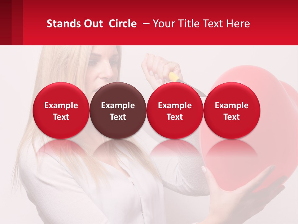 Girl And Inflatable Heart PowerPoint Template