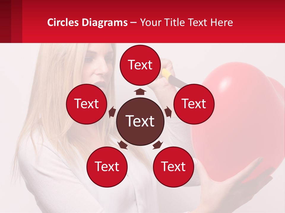 Girl And Inflatable Heart PowerPoint Template