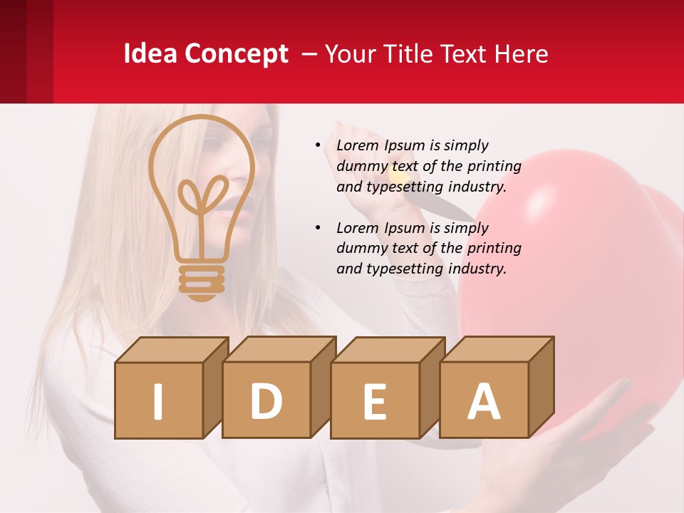 Girl And Inflatable Heart PowerPoint Template