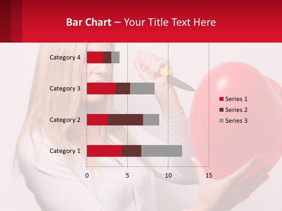 Girl And Inflatable Heart PowerPoint Template