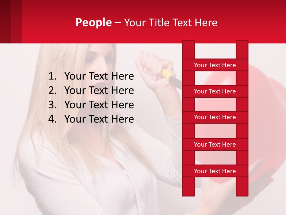 Girl And Inflatable Heart PowerPoint Template