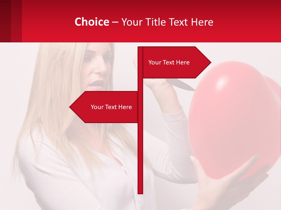 Girl And Inflatable Heart PowerPoint Template