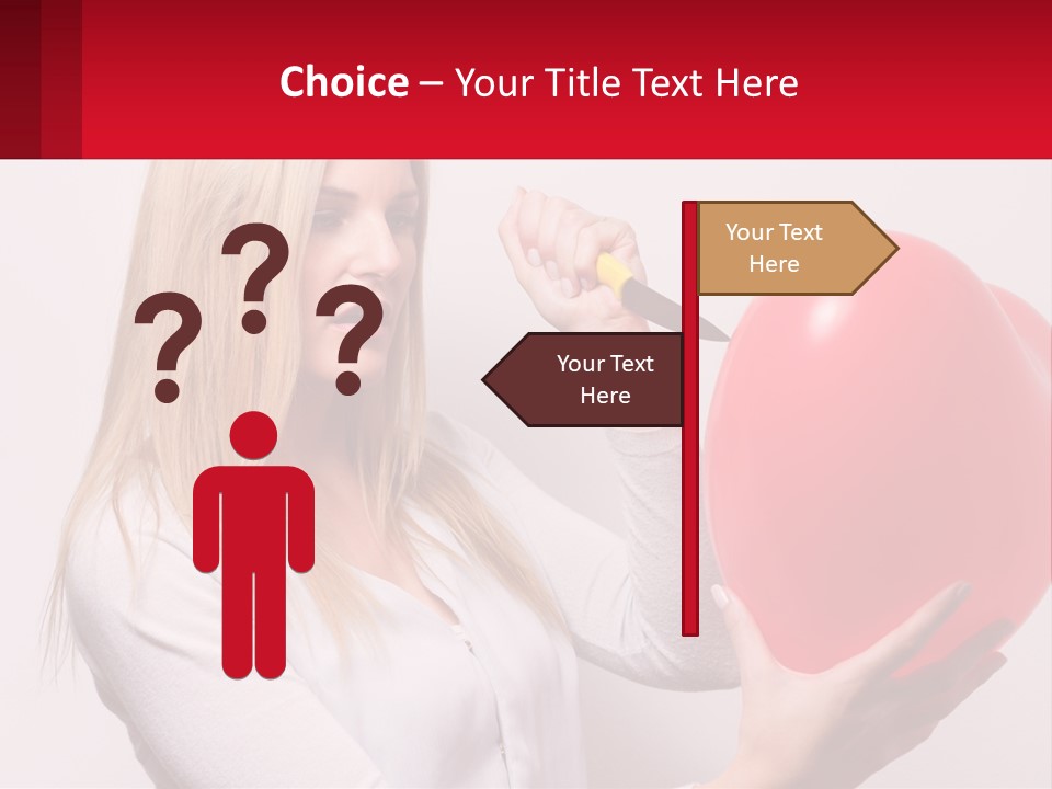 Girl And Inflatable Heart PowerPoint Template